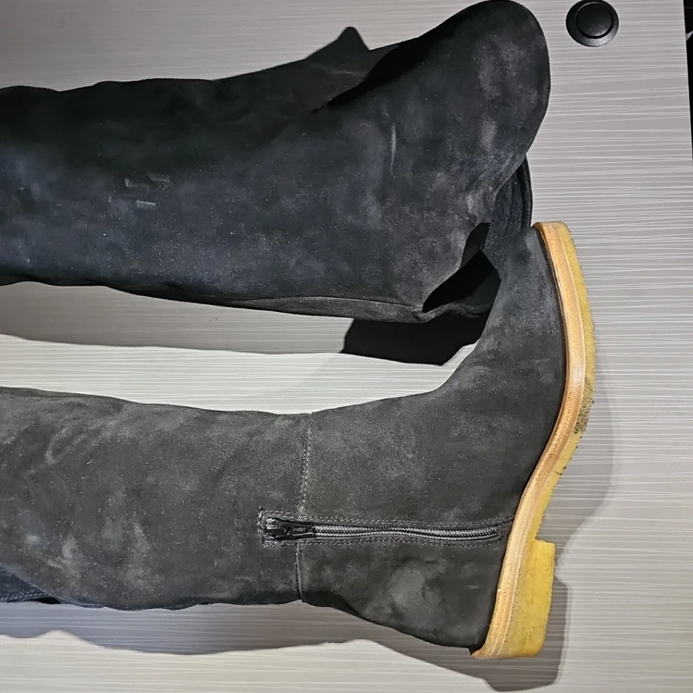 Free People Banks Over the Knee Black Suede Boots 37.5 (US‎ 7) EUC/NWOT $368